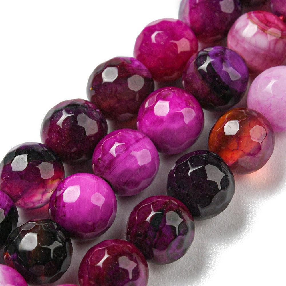Agaat rond facet Magenta 6mm - per 15 stuks-Kralen-Kraaltjes van Renate