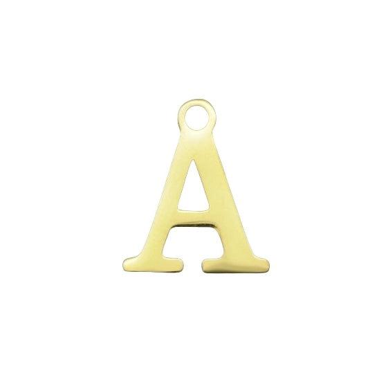 Alfabet A-Z bedel goud RVS goud 12x9x1mm-Kralen-Kraaltjes van Renate