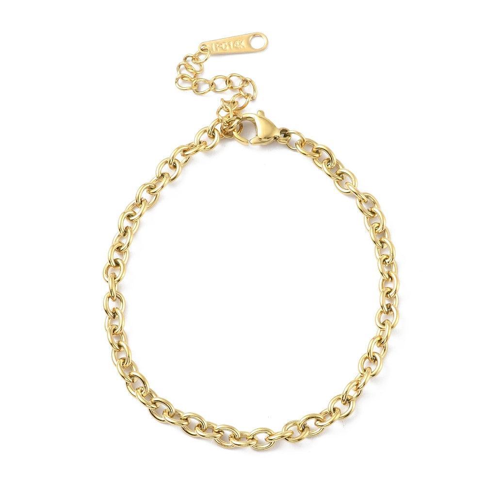 Armband Kabelketting Goud IP RVS 16.5cm - per stuk-Ketting-Kraaltjes van Renate