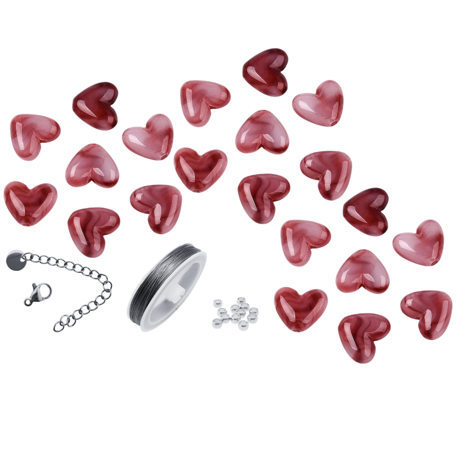 BIRTHDAY GIFT | Acryl hartjes setje met sluiting-Kraaltjes van Renate