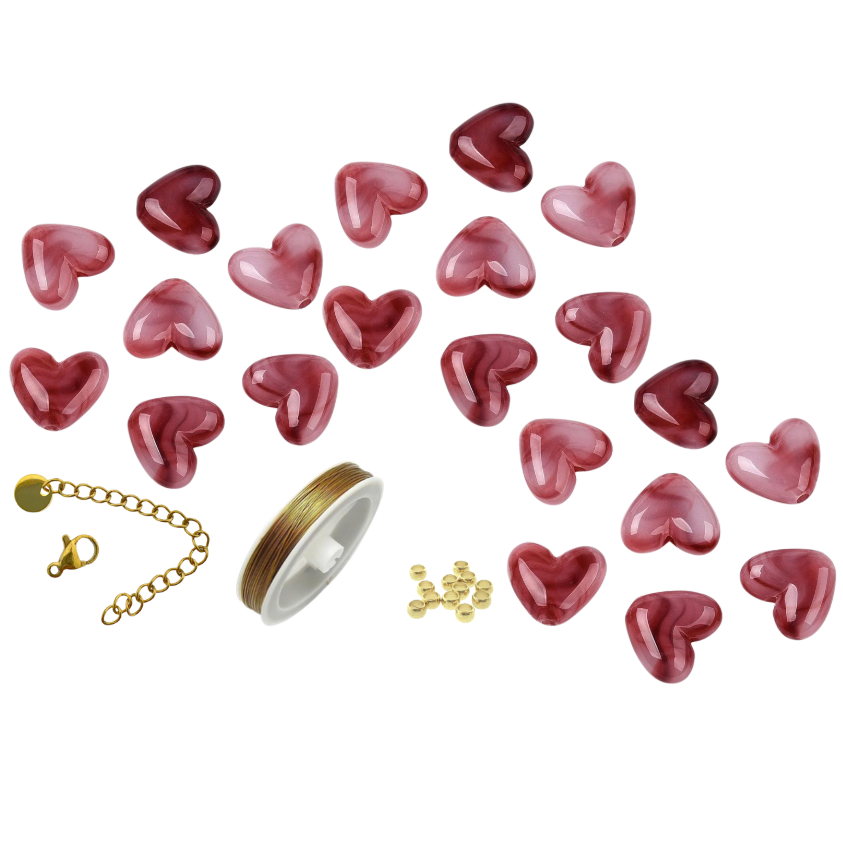 BIRTHDAY GIFT | Acryl hartjes setje met sluiting-Kraaltjes van Renate