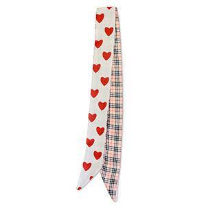 Bandana Sjaal met Hart en ruitpatroon Perzik roze-rood-wit - per stuk-Sjaals-Kraaltjes van Renate