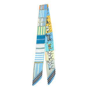 Bandana Sjaal met Paard en rechte lijnen Lichtblauw-beige-geel - per stuk-Sjaals-Kraaltjes van Renate