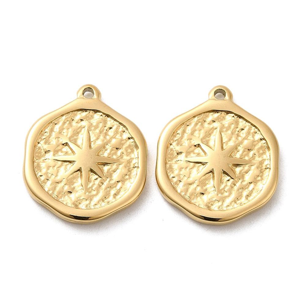 Bedel 18K goud munt ster 20x16x3mm-bedels-Kraaltjes van Renate