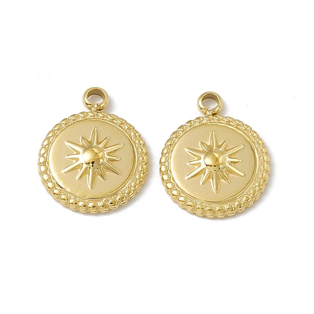 Bedel 18K goud muntje ster 13x10x2mm-bedels-Kraaltjes van Renate