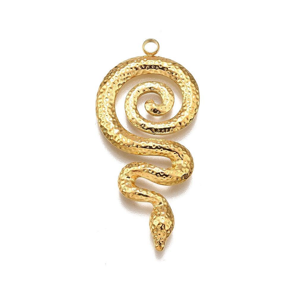 Bedel 18K RVS goud snake 36,5mm - per stuk-bedels-Kraaltjes van Renate