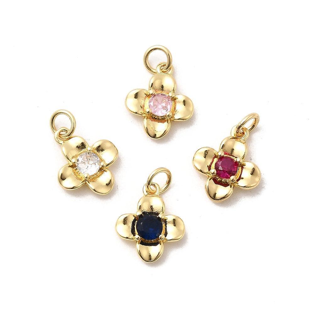 Bedel 18K brass goud zirconia bloem 14mm - per stuk-bedels-Kraaltjes van Renate