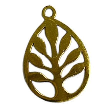 Bedel 18K gold blaadje 17x11.5x1mm-bedels-Kraaltjes van Renate