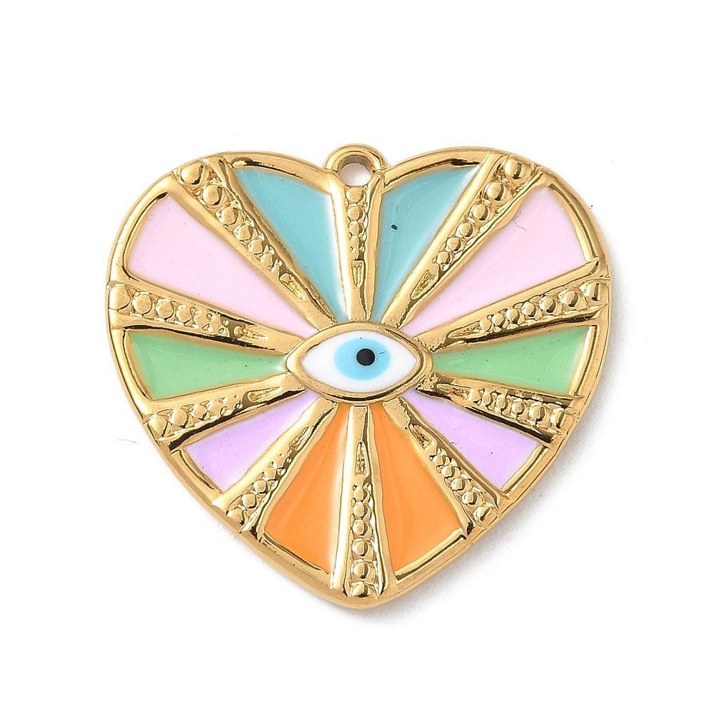 Bedel 18K premium RVS goud hart 23mm - per stuk-bedels-Kraaltjes van Renate