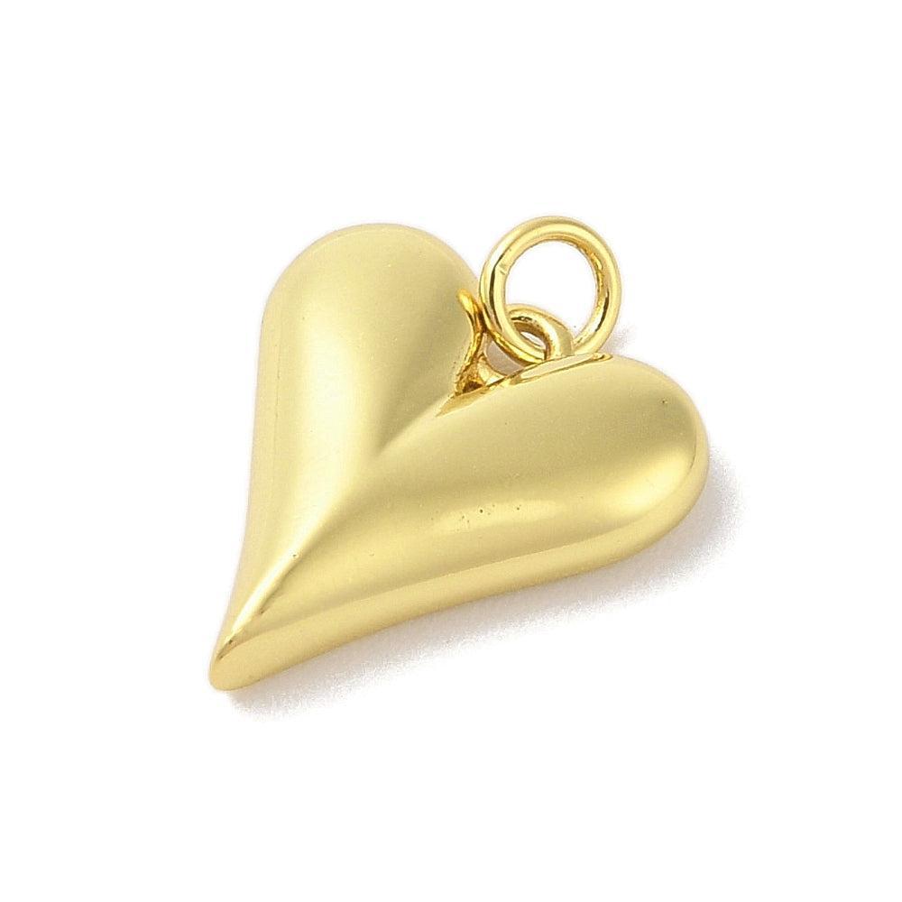 Bedel 18k brass goud hart 18mm -per stuk-bedels-Kraaltjes van Renate