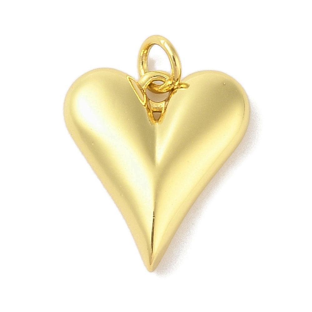 Bedel 18k brass goud hart 18mm -per stuk-bedels-Kraaltjes van Renate