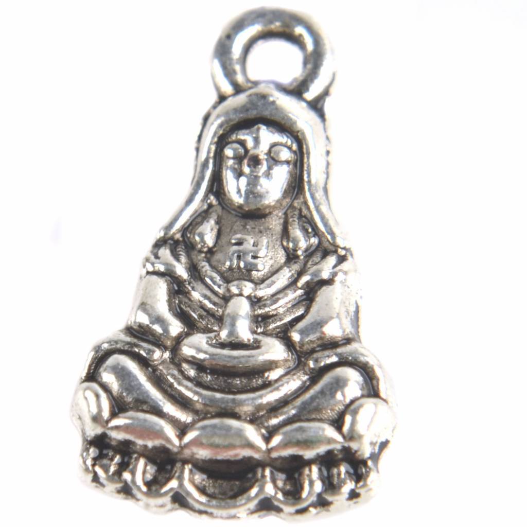 Bedel Avalokitesvara buddha Zilver 17x10mm - 6 stuks-Kraaltjes van Renate