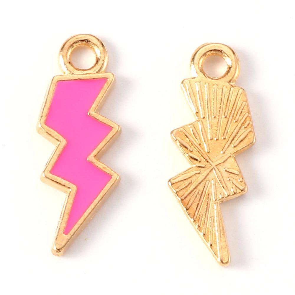Bedel Bliksem Emaille Roze Goud 20x7mm - per stuk-bedels-Kraaltjes van Renate
