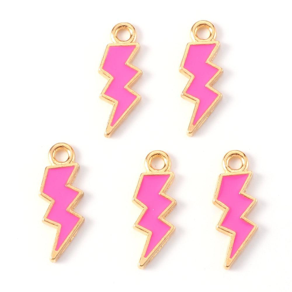 Bedel Bliksem Emaille Roze Goud 20x7mm - per stuk-bedels-Kraaltjes van Renate