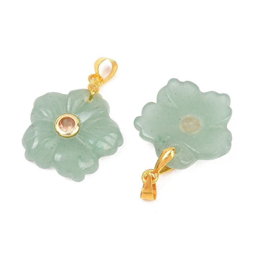 Bedel Bloem Groene Aventurijn Goud 23mm - per stuk-Bedels-Kraaltjes van Renate