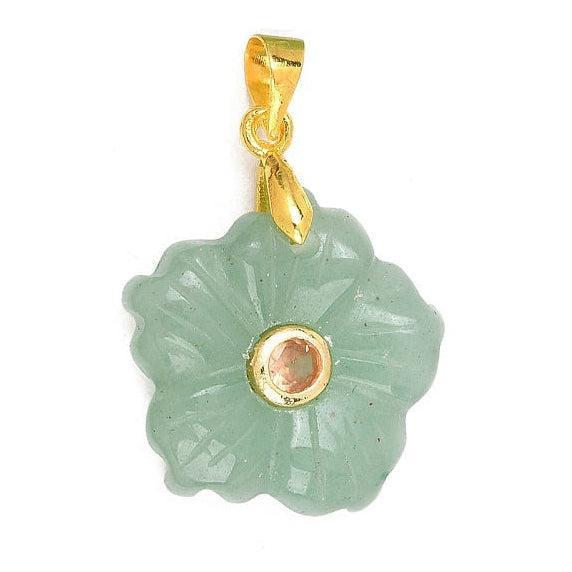 Bedel Bloem Groene Aventurijn Goud 23mm - per stuk-Bedels-Kraaltjes van Renate