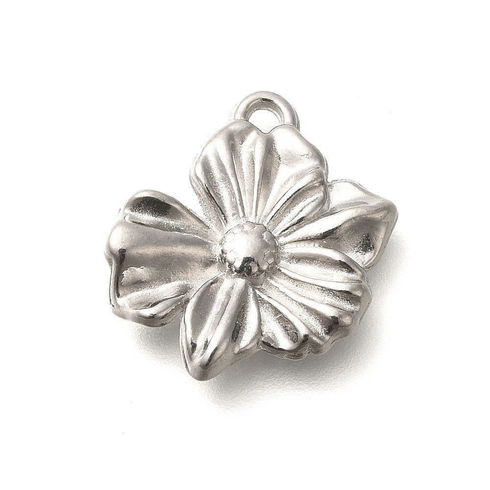 Bedel Bloem RVS zilver 18x17mm - per stuk-bedels-Kraaltjes van Renate