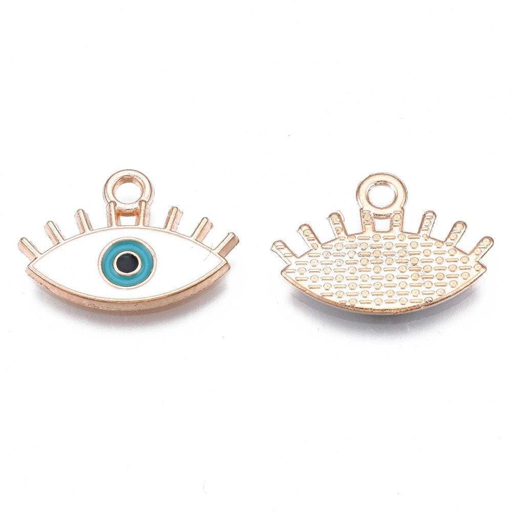 Bedel Boze Oog Emaille Goud Wit 20mm - per stuk-Bedels-Kraaltjes van Renate