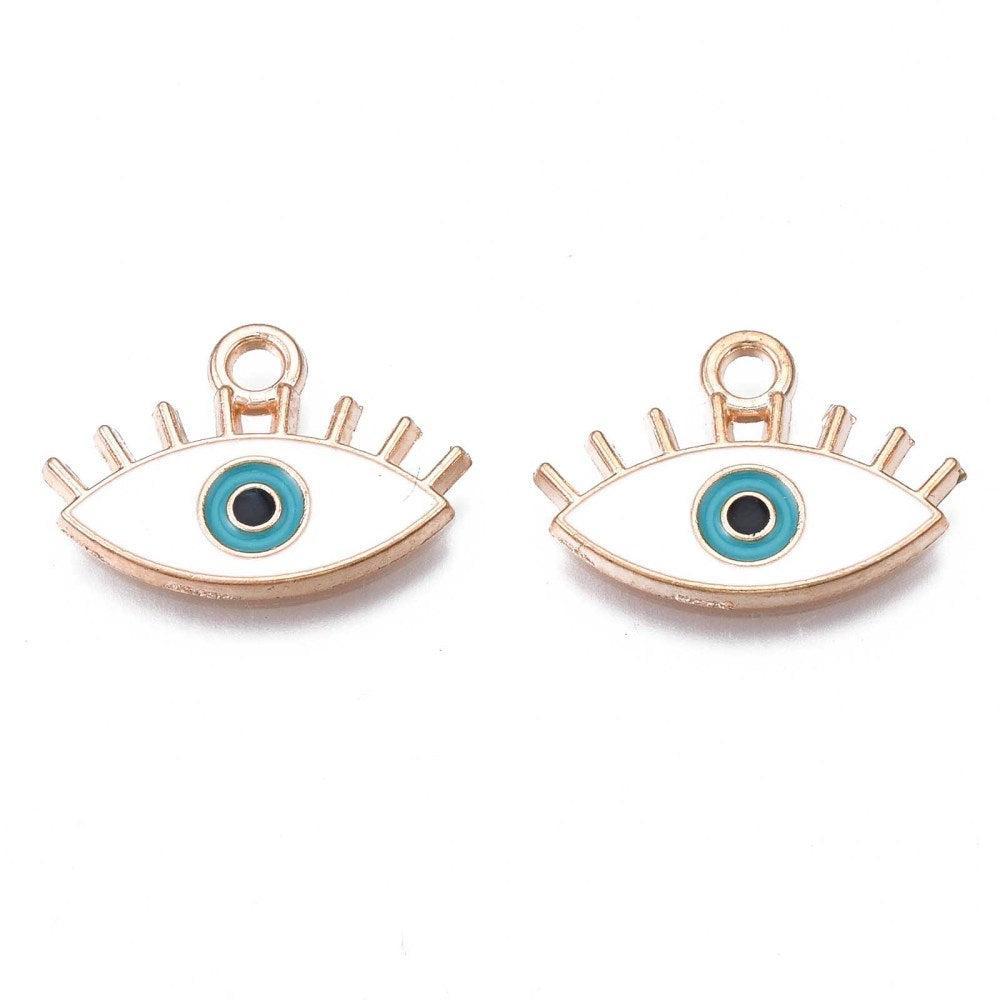 Bedel Boze Oog Emaille Goud Wit 20mm - per stuk-Bedels-Kraaltjes van Renate