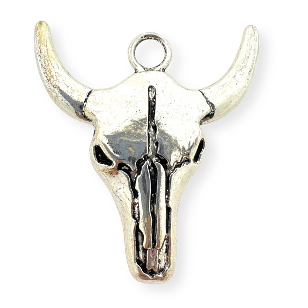 Bedel Buffel skull Zilver 42x38mm-bedels-Kraaltjes van Renate