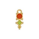 Bedel Cirkel-Ruitje Oranje/Lime-Goud 24K DQ 7x18mm-bedels-Kraaltjes van Renate