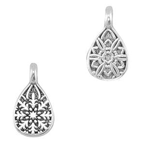 Bedel DQ metaal druppel mandela Antiek zilver 12x7mm-bedels-Kraaltjes van Renate