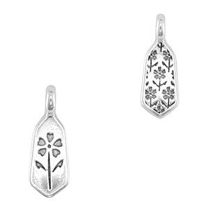 Bedel DQ metaal hanger bloem Antiek zilver 13x5mm-bedels-Kraaltjes van Renate