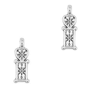 Bedel DQ metaal hart Antiek zilver 14x5mm-bedels-Kraaltjes van Renate