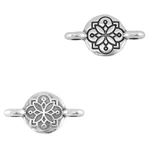 Bedel DQ metaal tussenstuk rond mandela Antiek zilver 13x7mm-bedels-Kraaltjes van Renate