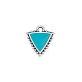 Bedel Driehoek Turquoise-Zilver DQ 12x13mm-bedels-Kraaltjes van Renate