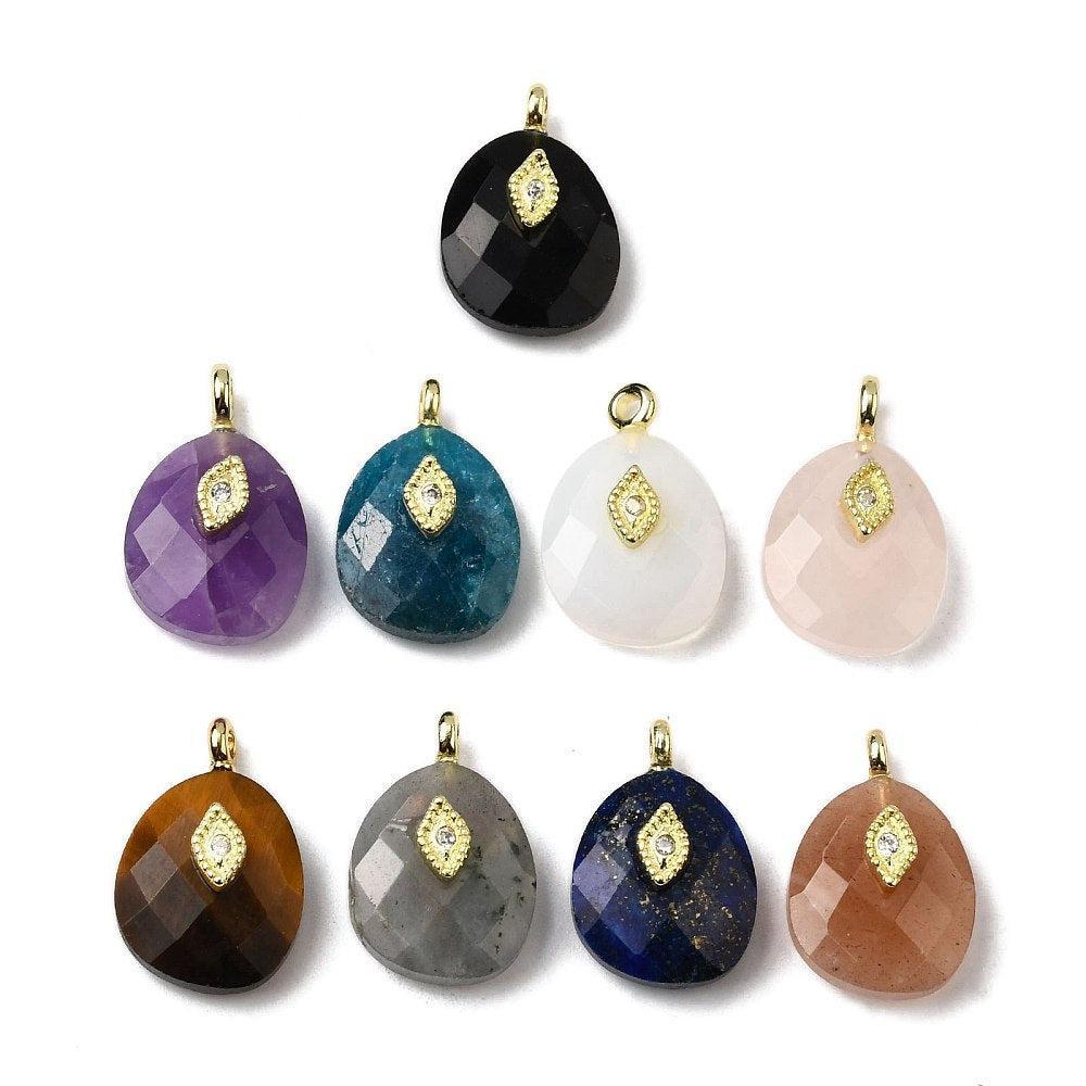 Bedel Druppel Natuursteen & Synthetisch met Zirkonia 18mm – per stuk-bedels-Kraaltjes van Renate