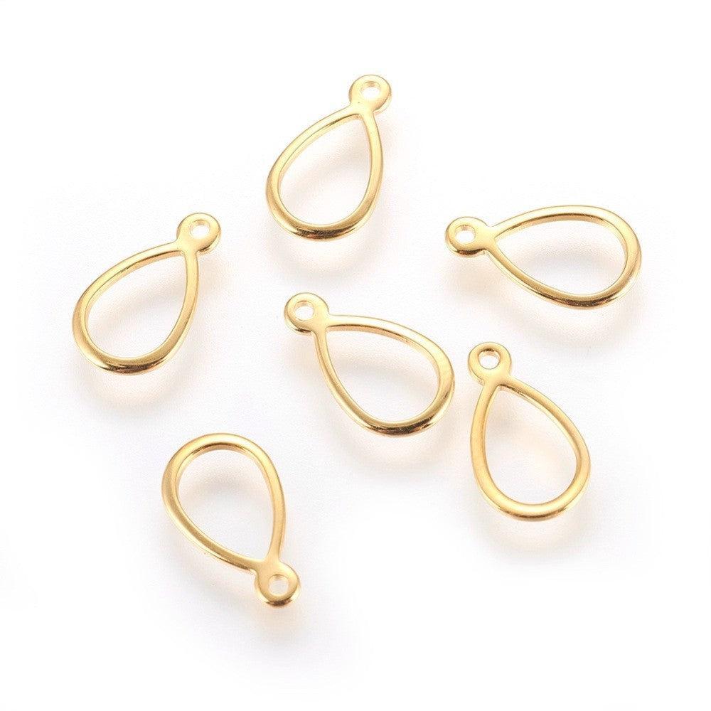 Bedel Druppel Open Premium RVS Goud 12mm - per stuk-Bedels-Kraaltjes van Renate