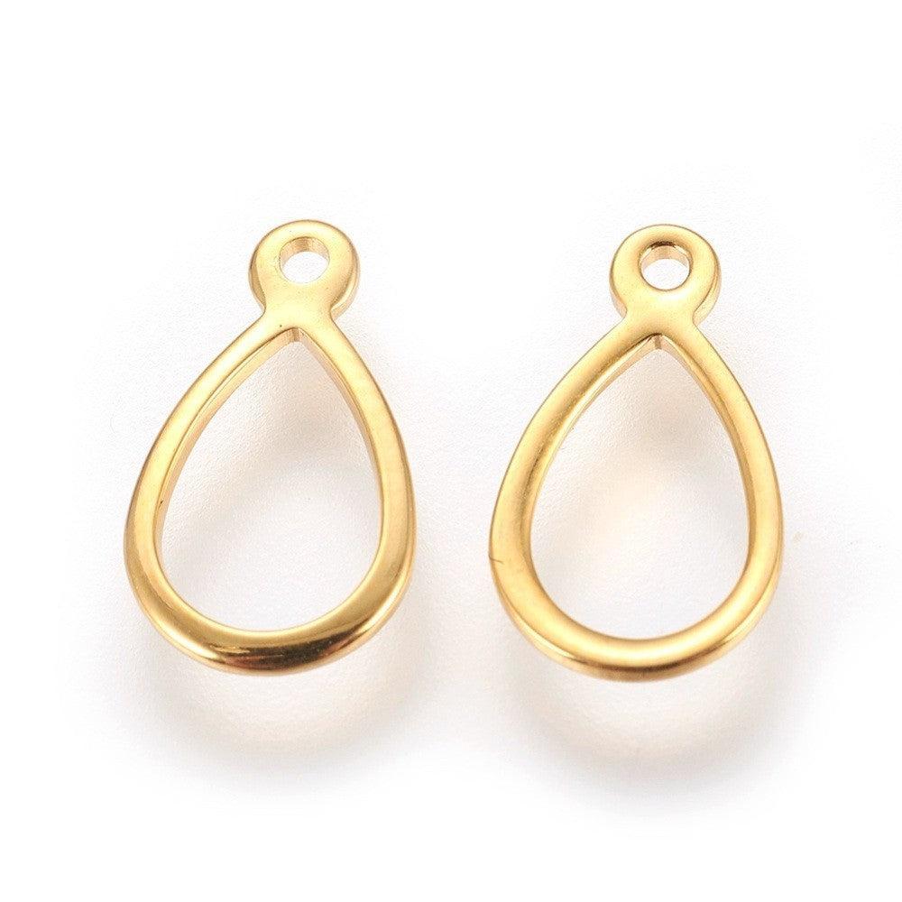 Bedel Druppel Open Premium RVS Goud 12mm - per stuk-Bedels-Kraaltjes van Renate