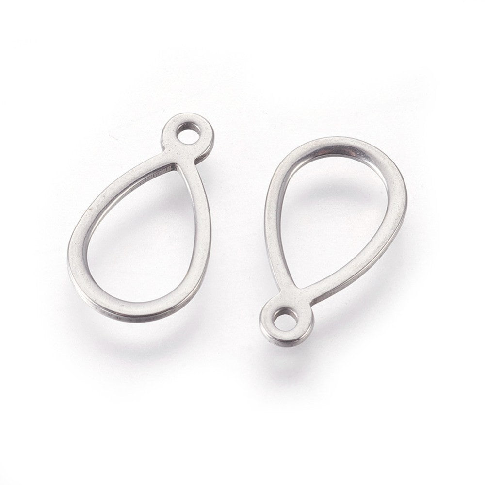 Bedel Druppel Open RVS Zilver 12mm - per stuk-Bedels-Kraaltjes van Renate