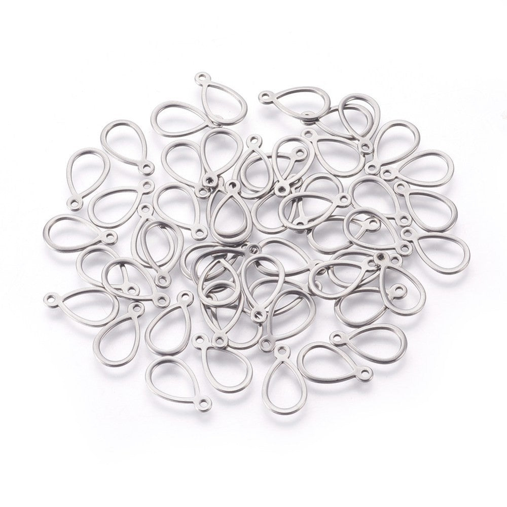 Bedel Druppel Open RVS Zilver 12mm - per stuk-Bedels-Kraaltjes van Renate