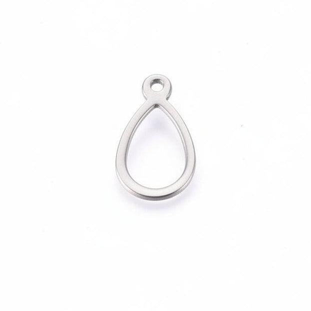 Bedel Druppel Open RVS Zilver 12mm - per stuk-Bedels-Kraaltjes van Renate