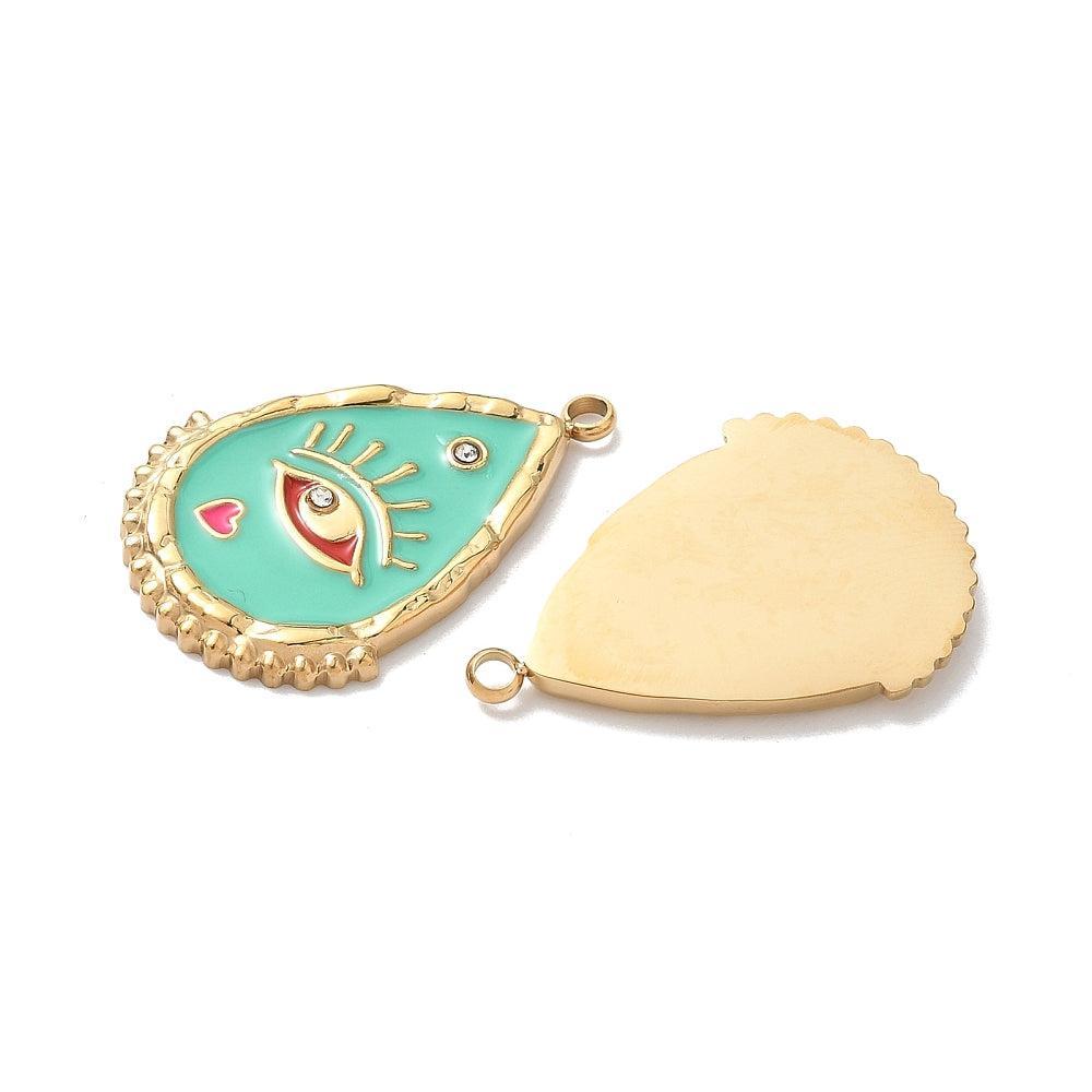 Bedel Oog Groen 27x18x2,5mm- per Stuk-bedels-Kraaltjes van Renate