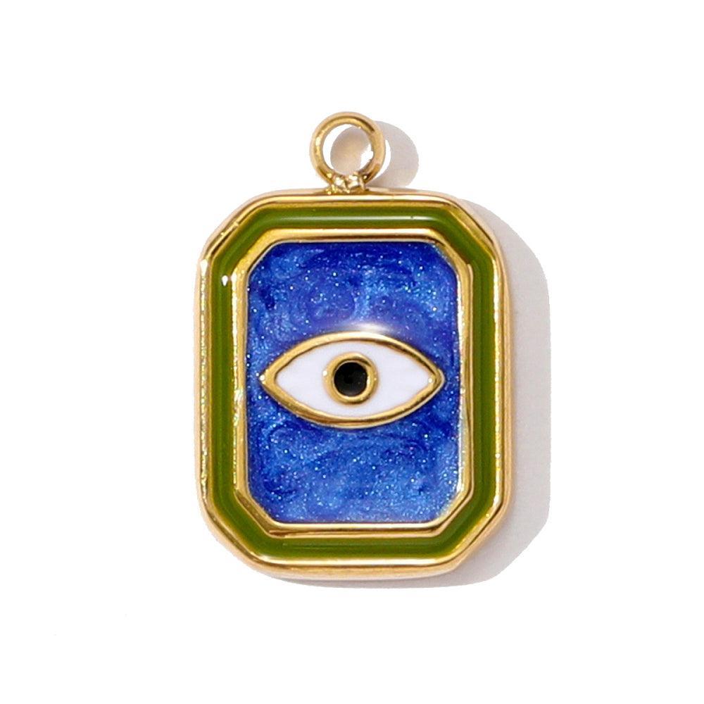 Bedel Evil Eye RVS Goud / Blauw 15mm - per stuk-bedels-Kraaltjes van Renate