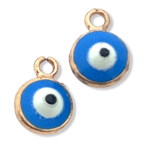Bedel Evil eye blauw Rosegoud 9x6.5mm-Kraaltjes van Renate