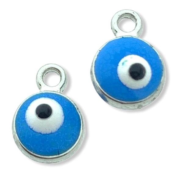 Bedel Evil eye blauw Zilver 9x6.5mm-Kraaltjes van Renate