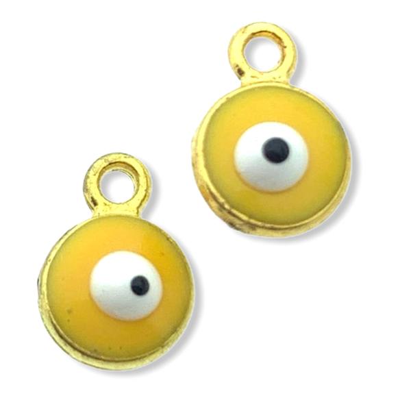 Bedel Evil eye geel Goud 9x6.5mm-Kraaltjes van Renate