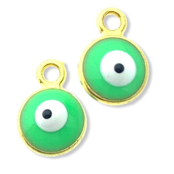 Bedel Evil eye groen Goud 9x6.5mm-Kraaltjes van Renate