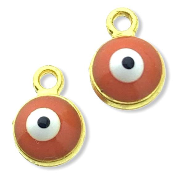Bedel Evil eye oranje Goud 9x6.5mm-Kraaltjes van Renate