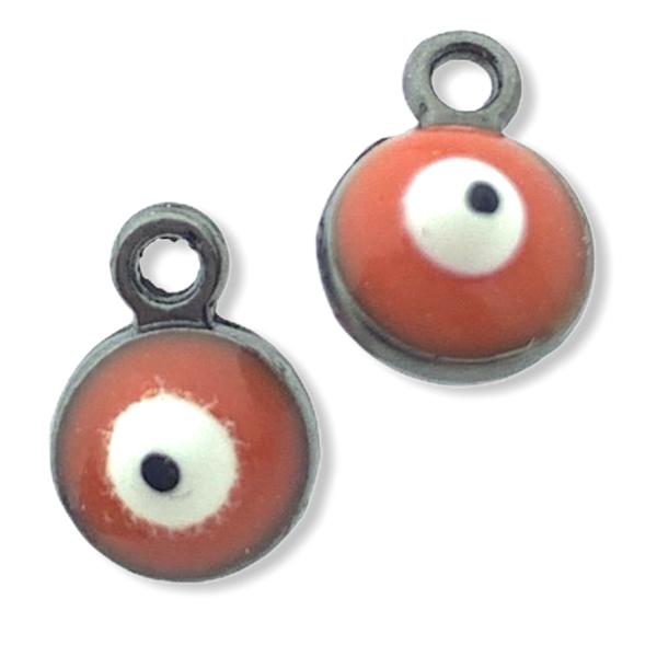 Bedel Evil eye oranje Zwart 9x6.5mm-Kraaltjes van Renate