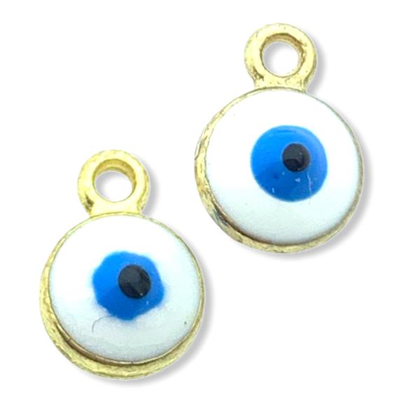 Bedel Evil eye wit Goud 9x6.5mm-Kraaltjes van Renate