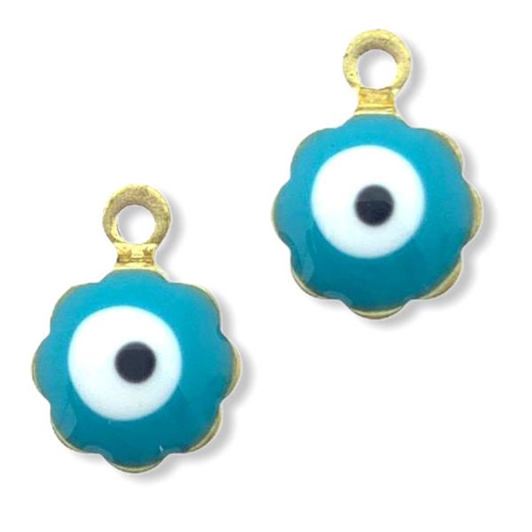 Bedel Evil eye wit Turquoise Goud 9x7mm-Kraaltjes van Renate