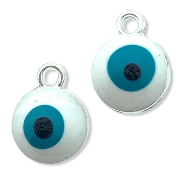 Bedel Evil eye wit-blauw Zilver 13x10mm-Kraaltjes van Renate
