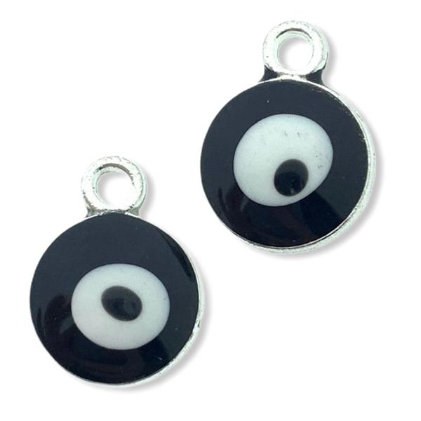 Bedel Evil eye zwart Zilver 13x10mm-Kraaltjes van Renate