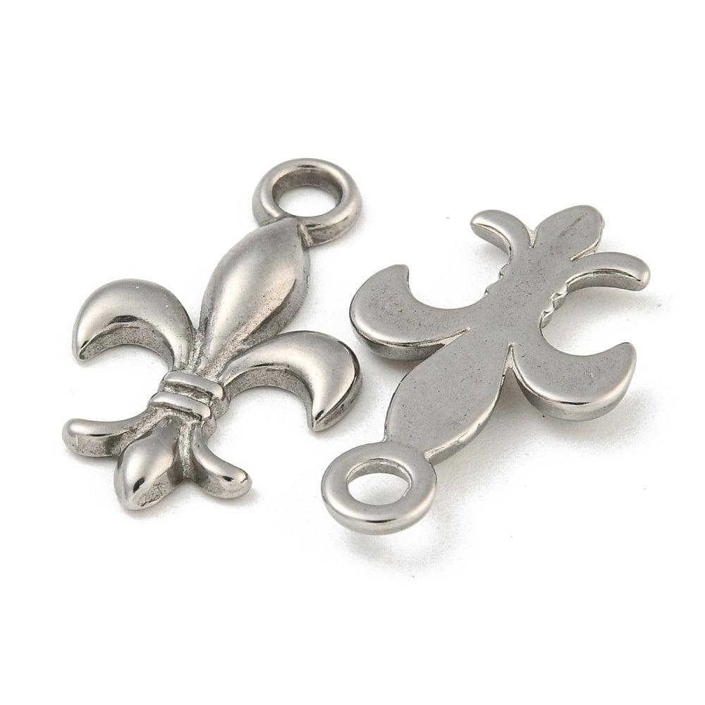 Bedel Fleur De Lis patroon zilver RVS 22x13mm-bedels-Kraaltjes van Renate