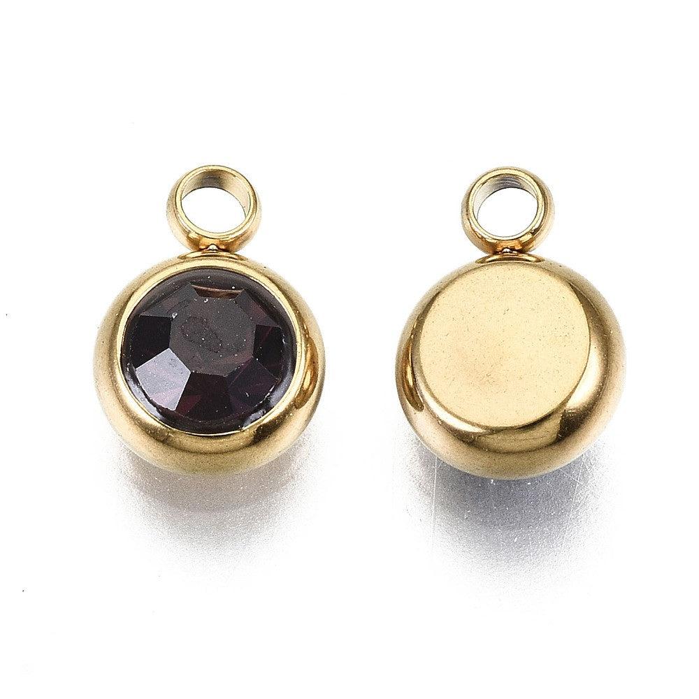 Bedel Geboortesteen RVS 18kr Gold Plated 8x6mm - per stuk-bedels-Kraaltjes van Renate